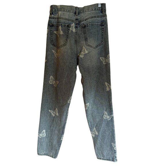 Pacsun Womens High-Rise Straight Leg Jeans Size 25 Butterfly Print Whimsigoth - Picture 3 of 13